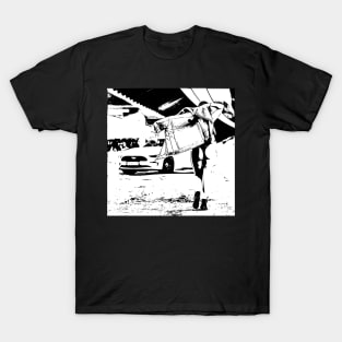 Black and White Time to Say Goodbye Mustang Girl T-Shirt